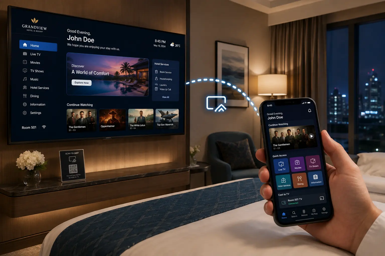 TenX Hospitality TV Casting Solution for personalized in-room entertainment
