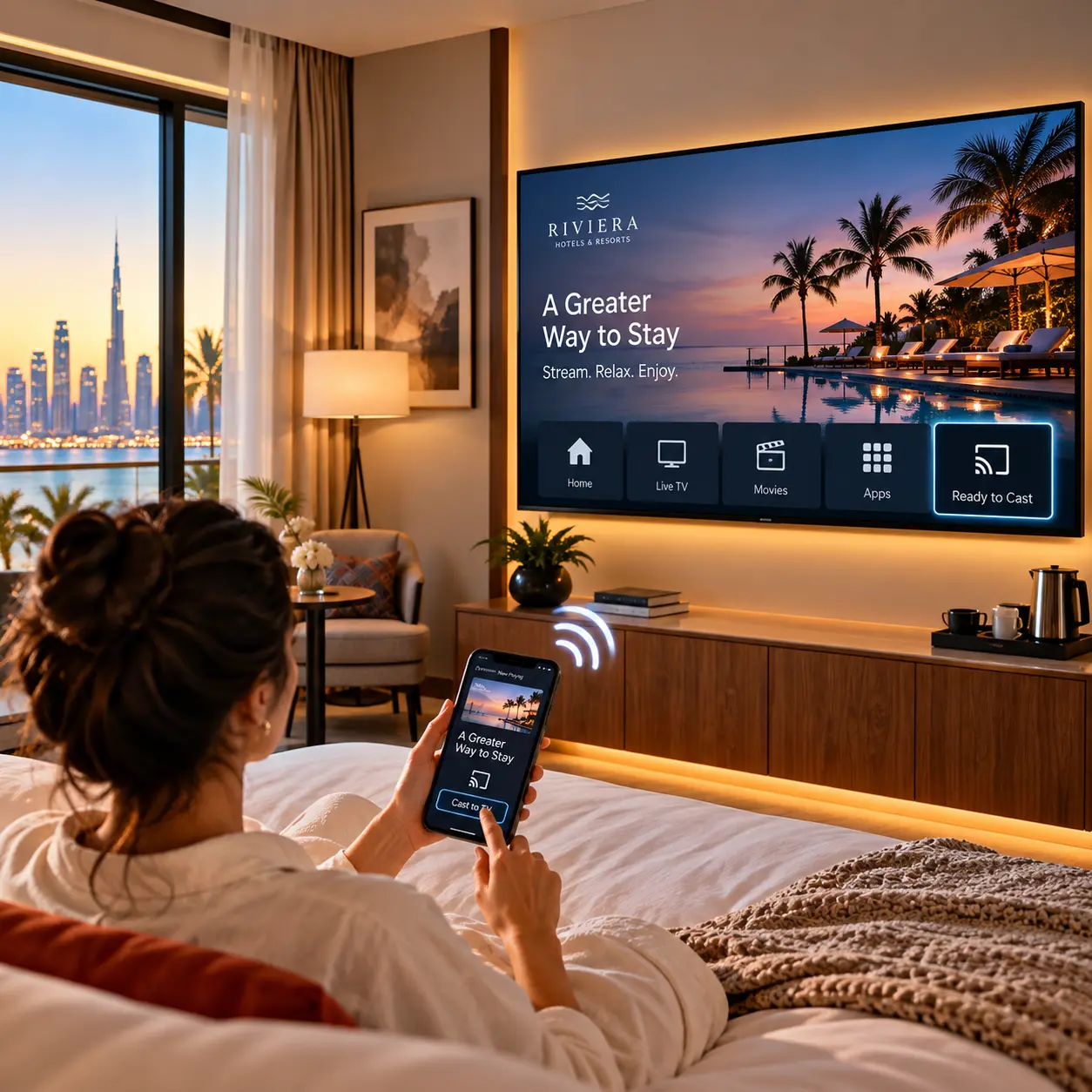In-room casting software for personalized hotel and healthcare entertainment